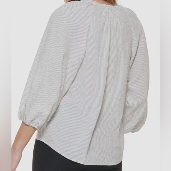 Calvin Klein Women's Plus Size Sportswear Everyday Loose Textured Stripe Blouse - Picture 2 of 12